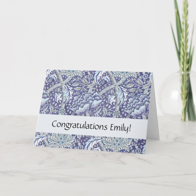 William Morris Windrush blue floral flowers Card (Front)