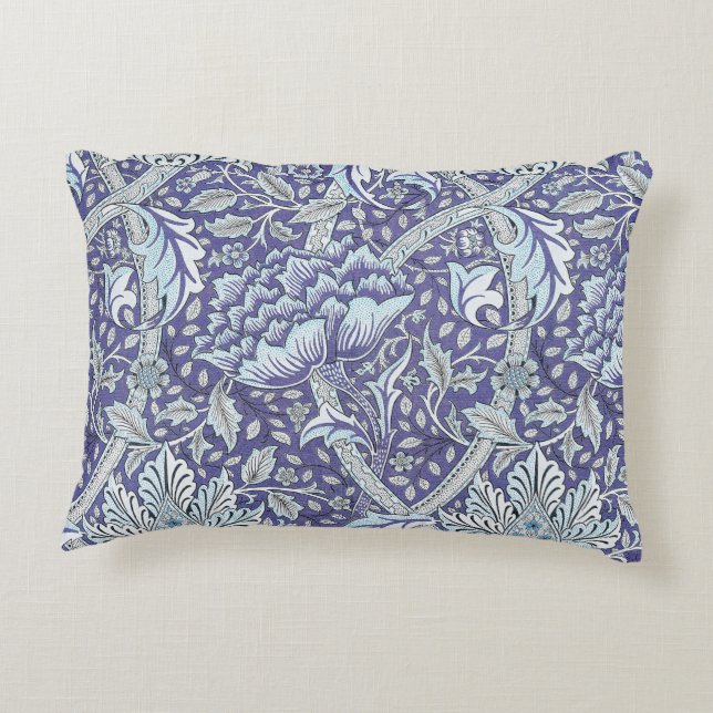 William Morris Windrush blue floral flowers Decorative Cushion (Back)