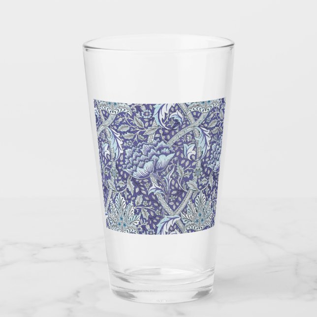 William Morris Windrush blue floral flowers Glass (Front)