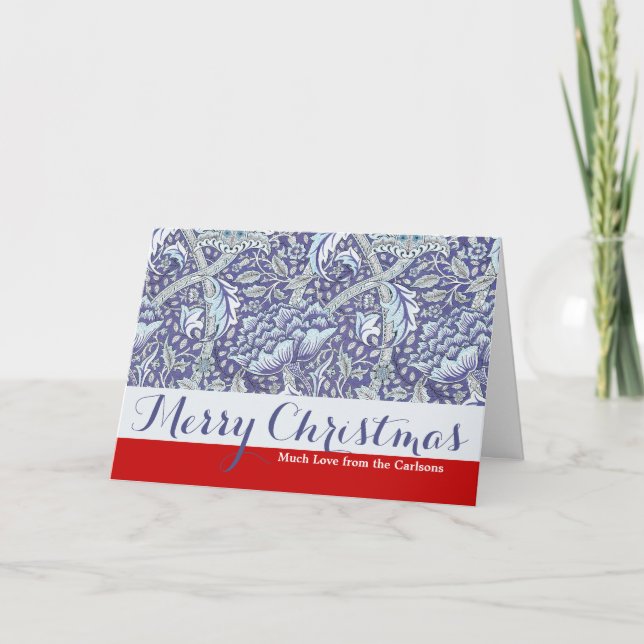 William Morris Windrush blue floral flowers Holiday Card (Front)