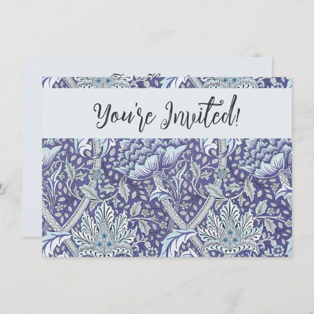 William Morris Windrush blue floral flowers Invitation (Front/Back)