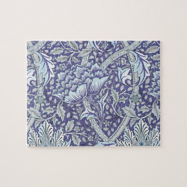 William Morris Windrush blue floral flowers Jigsaw Puzzle (Horizontal)