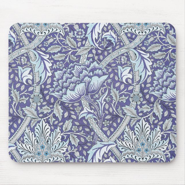 William Morris Windrush blue floral flowers Mouse Mat (Front)