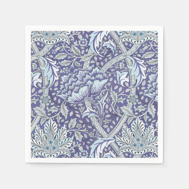 William Morris Windrush blue floral flowers Napkin (Front)