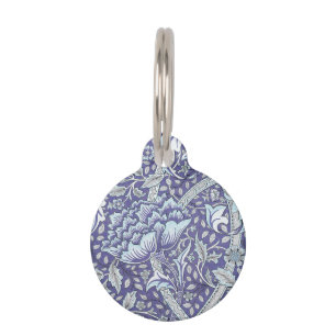 William Morris Windrush blue floral flowers Pet Tag