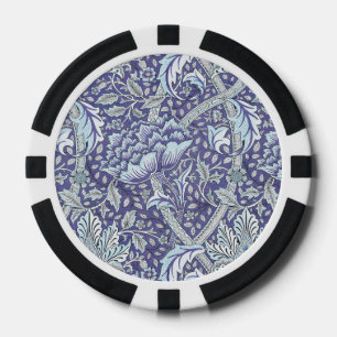 William Morris Windrush blue floral flowers Poker Chips