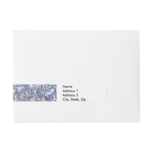 William Morris Windrush blue floral flowers Wraparound Address Label