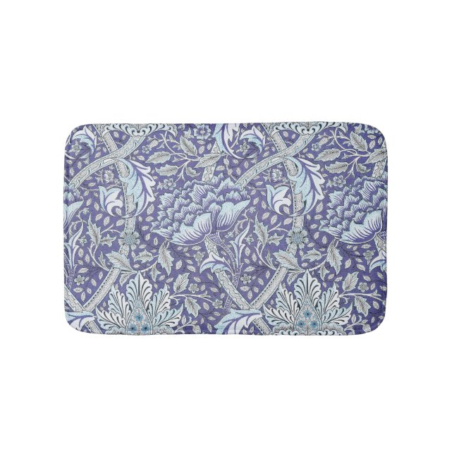 William Morris Windrush Blue Pattern Floral Bath Mat (Front)