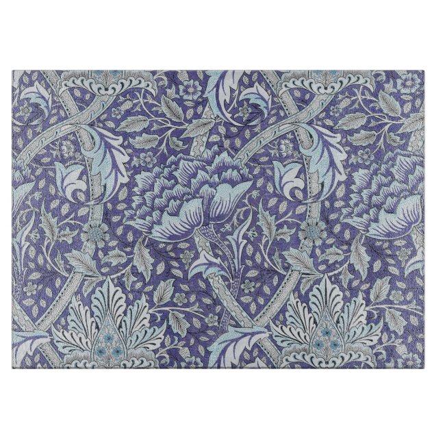 William Morris Windrush Blue Pattern Floral Cutting Board (Front)