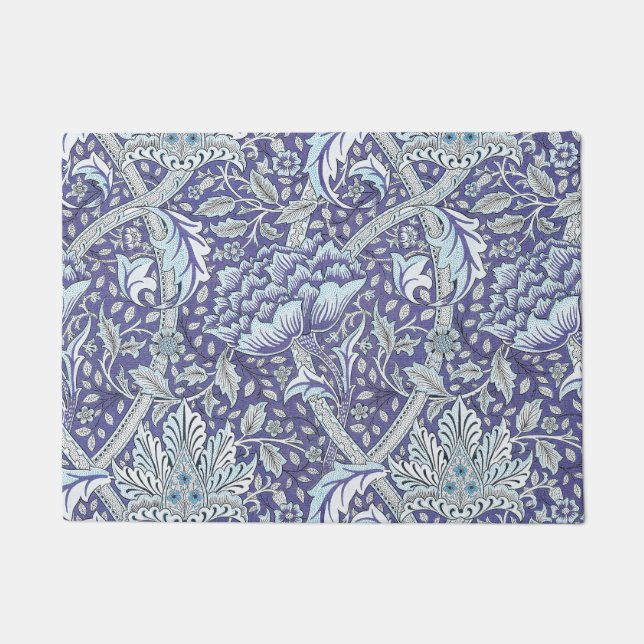 William Morris Windrush Blue Pattern Floral Doormat (Front)