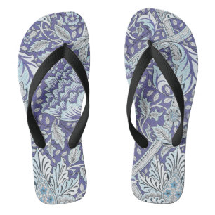 William Morris Windrush Blue Pattern Floral Flip Flops