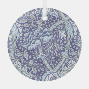 William Morris Windrush Blue Pattern Floral Glass Tree Decoration
