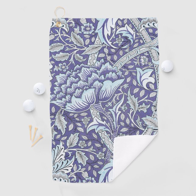 William Morris Windrush Blue Pattern Floral Golf Towel (InSitu)