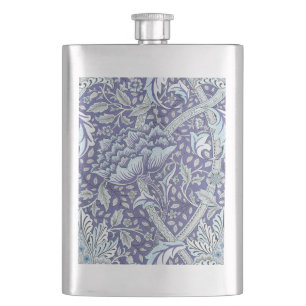 William Morris Windrush Blue Pattern Floral Hip Flask
