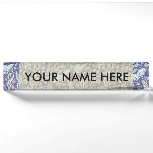 William Morris Windrush Blue Pattern Floral Nameplate