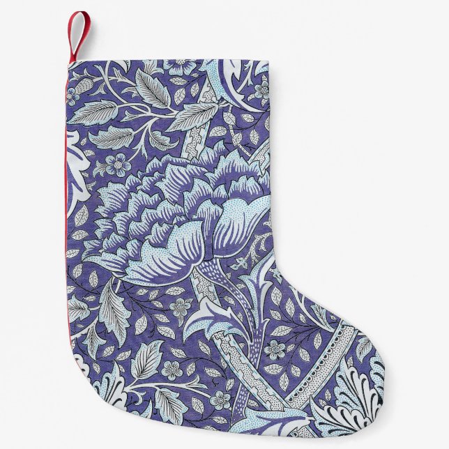 William Morris Windrush Blue Pattern Floral Small Christmas Stocking (Front)