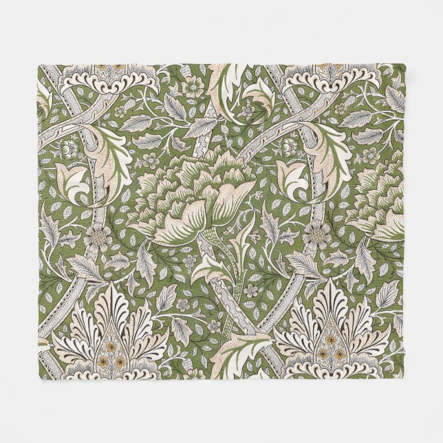 William Morris Windrush floral flowers classic Fleece Blanket (Front (Horizontal))