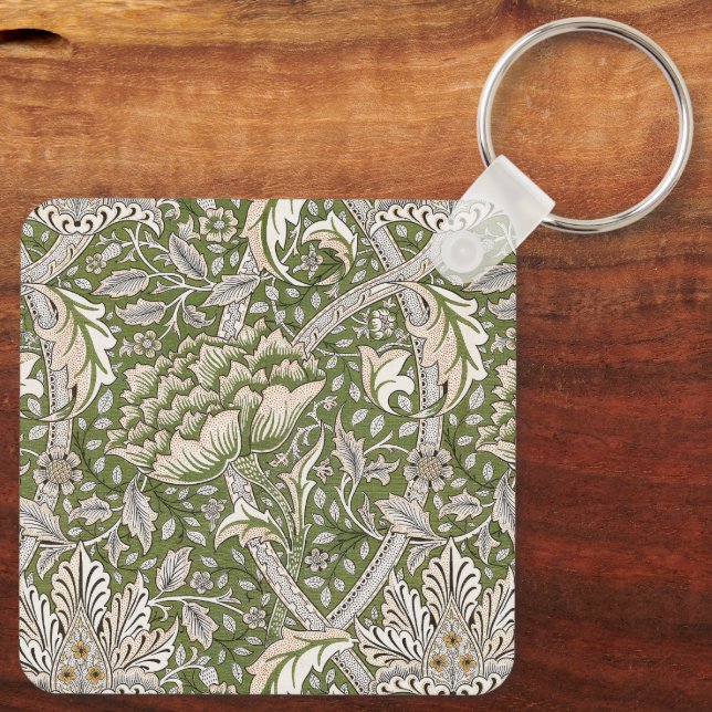 William Morris Windrush floral flowers classic Key Ring (Back)