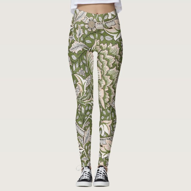 William Morris Windrush floral flowers classic Leggings (Front)