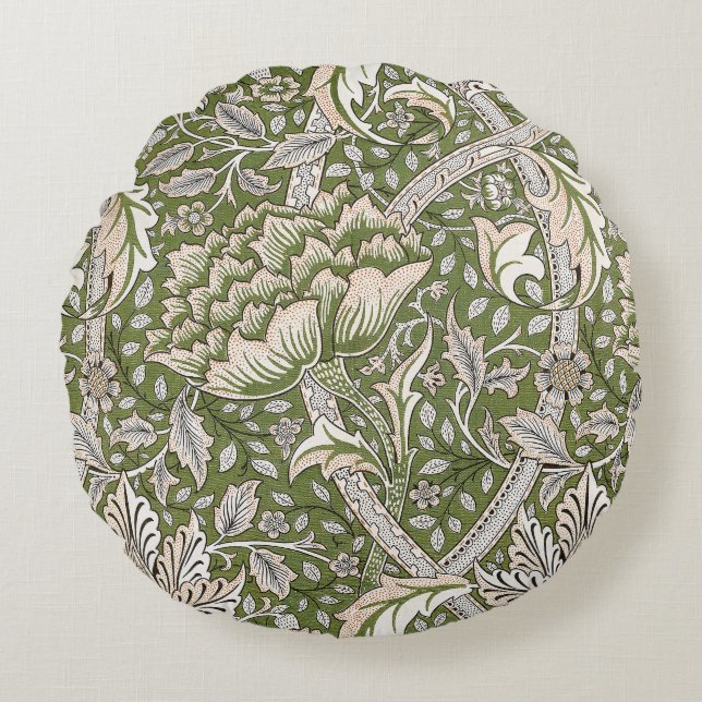 William Morris Windrush floral flowers classic Round Cushion (Front)