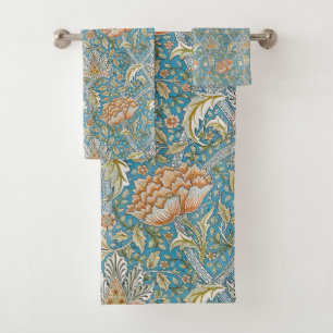 William Morris Windrush Floral Pattern Blue Bath Towel Set