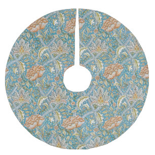 William Morris Windrush Floral Pattern Blue Brushed Polyester Tree Skirt