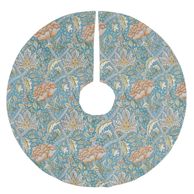 William Morris Windrush Floral Pattern Blue Brushed Polyester Tree Skirt (Front)