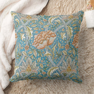 William Morris Windrush Floral Pattern Blue Cushion