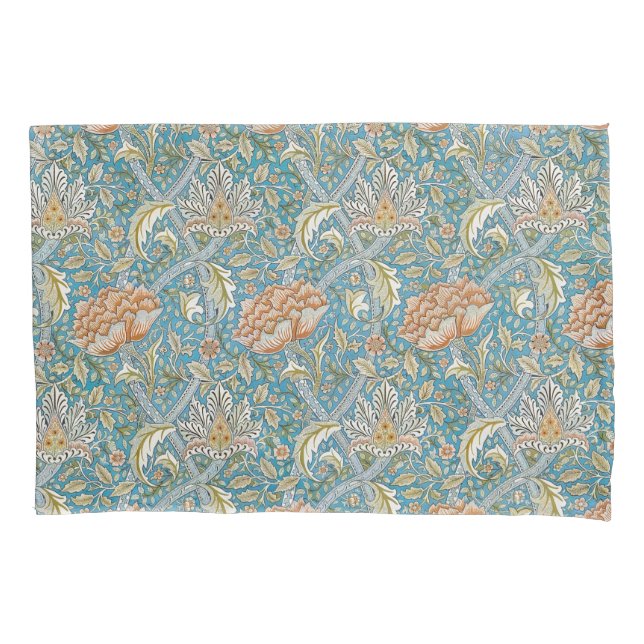 William Morris Windrush Floral Pattern Blue Pillowcase (Front)
