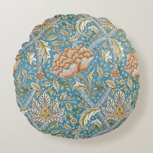 William Morris Windrush Floral Pattern Blue Round Cushion