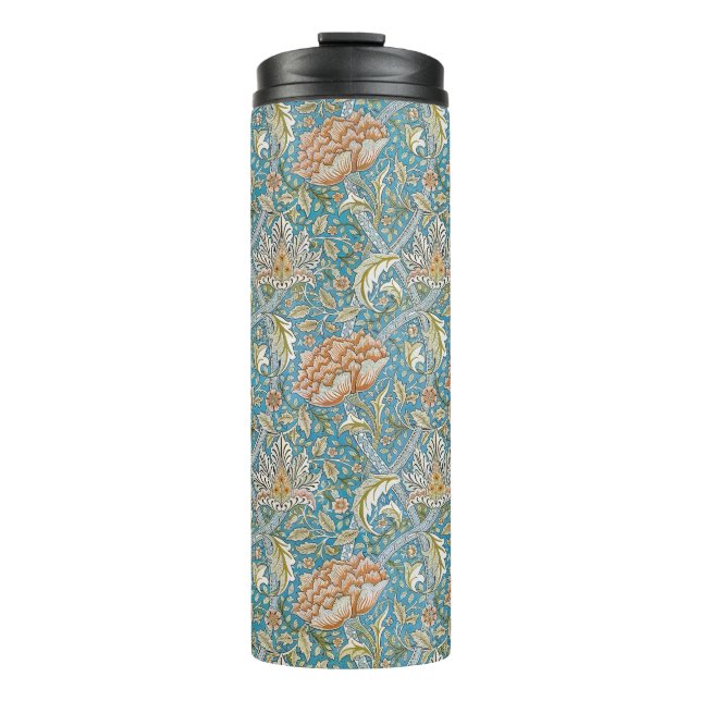 William Morris Windrush Floral Pattern Blue Thermal Tumbler (Front)