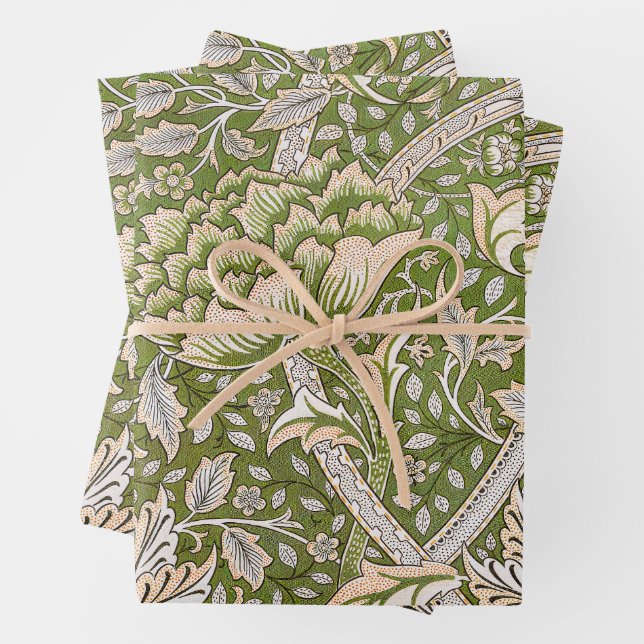 William Morris Windrush Floral Pattern Classic Wrapping Paper Sheet (In situ)
