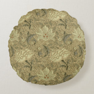 William Morris Windrush Floral Pattern: Vintage Round Cushion