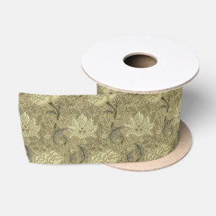 William Morris Windrush Floral Pattern: Vintage Satin Ribbon