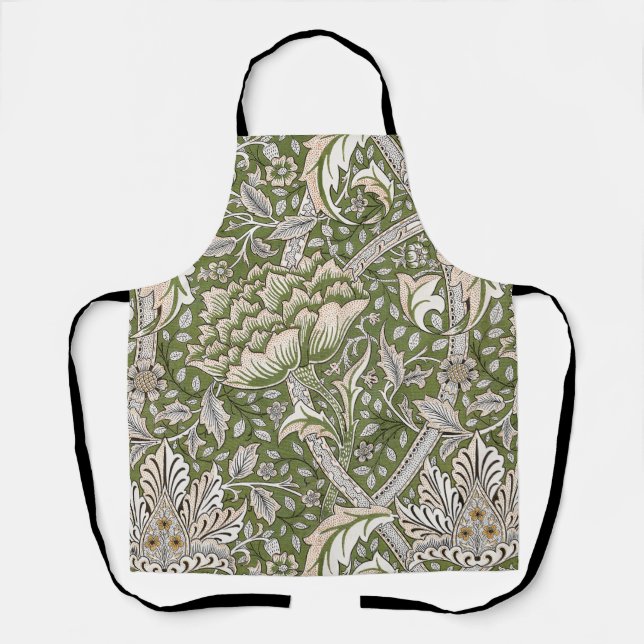 : William Morris Windrush Green Pattern: Vintage Apron (Front)