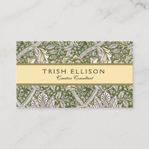 : William Morris Windrush Green Pattern: Vintage Business Card