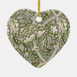 : William Morris Windrush Green Pattern: Vintage Ceramic Tree Decoration