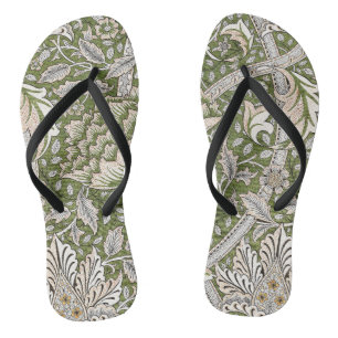 : William Morris Windrush Green Pattern: Vintage Flip Flops