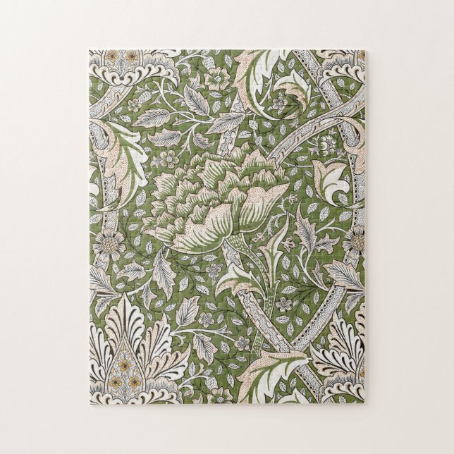 : William Morris Windrush Green Pattern: Vintage Jigsaw Puzzle (Vertical)