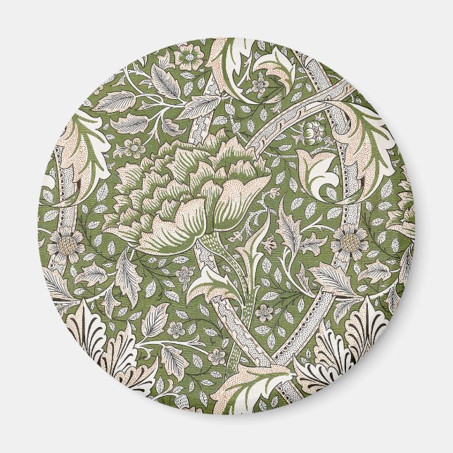 : William Morris Windrush Green Pattern: Vintage Magnet (Front)