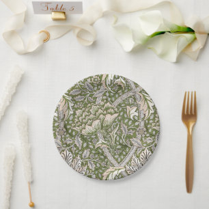 : William Morris Windrush Green Pattern: Vintage Paper Plate
