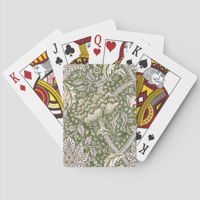 : William Morris Windrush Green Pattern: Vintage Playing Cards (Back)