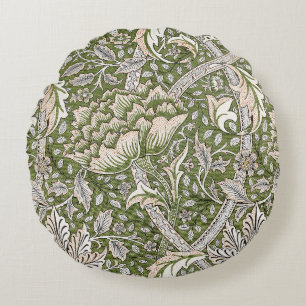 : William Morris Windrush Green Pattern: Vintage Round Cushion