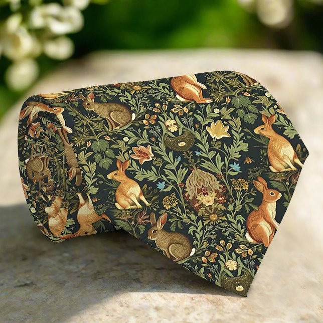 William Morris Woodland Floral Rabbits Christmas Tie (Creator Uploaded)