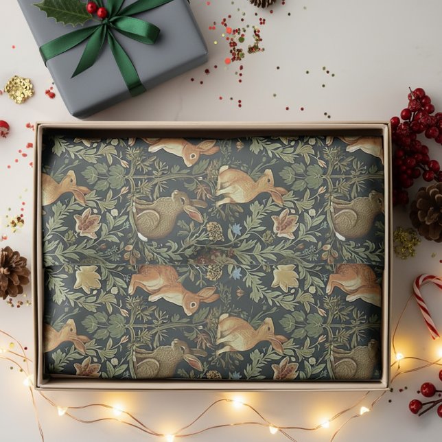 William Morris Woodland Floral Rabbits Christmas Tissue Paper (Creator Uploaded)