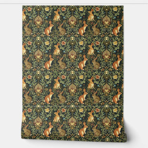 William Morris Woodland Floral Rabbits Christmas Wallpaper