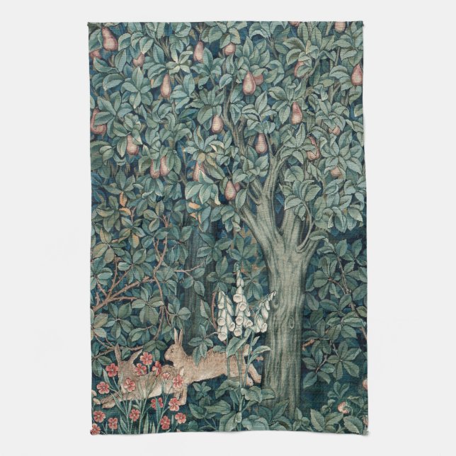 William Morris Woodland Tapestry Rabbits Tea Towel (Vertical)