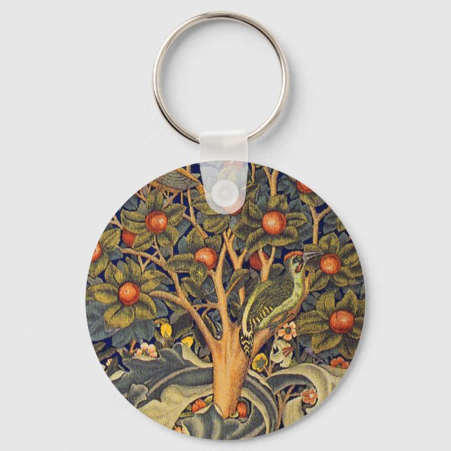 William Morris Woodpecker Pre-Raphaelite Key Ring (Front)