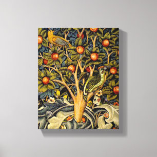 William Morris Woodpecker Tapestry Arts & Crafts  Canvas Print