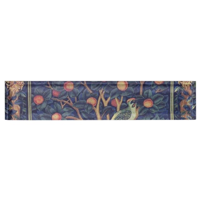 William Morris Woodpecker Tapestry Arts & Crafts  Nameplate (Front)
